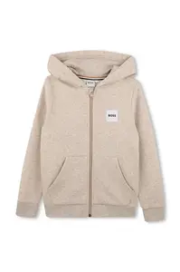 BOSS  mikina na zips s kapucňou detská s bavlnou