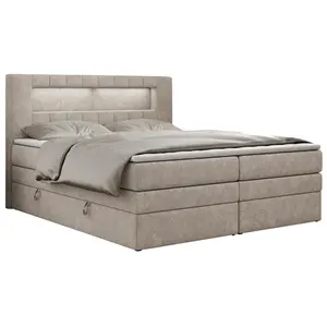 MKS POSTEL BOXSPRING GOLD 5 KING 200/200 - Béžová Strukturovaná látka - H3