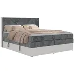 MKS POSTEL BOXSPRING TRAVIT KING 180/200 - Šedá Manšestr - Topper T25 - H4