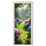 MuchoWow SAMOLEPKA NA DVEŘE Příroda - Hortenzie - Květiny - Zelená 85x205