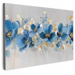 MuchoWow OBRAZ NA PLÁTNĚ Květiny - modrá - abstraktní 30x20 cm