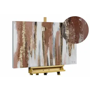 KUNSTLOFT RUČNĚ MALOVANÝ AKRYLOVÝ OBRAZ BÍLÝ/HNĚDÝ, 100/75 CM