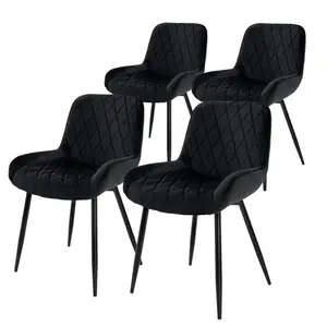 ML-DESIGN JÍDELNÍ ŽIDLE, sada 4 ks, černý samet