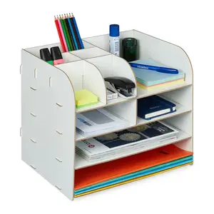 Relaxdays ORGANIZÉR Bílý MDF 10 přihrádek 27,5 cm