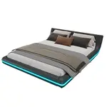 FLIEKS NÍZKÁ POSTEL 160x200cm PU LED Podlahová Černá