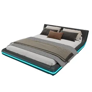 FLIEKS NÍZKÁ POSTEL 160x200cm PU LED Podlahová Černá