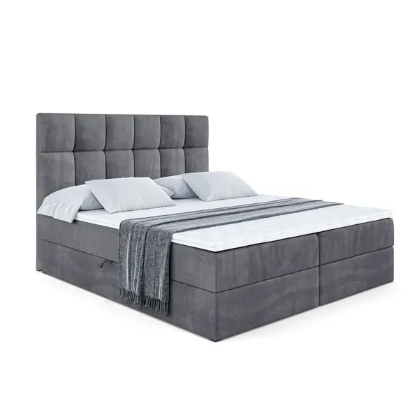ALTDECOR AMERICKÁ postel s matrací H3 a lamelovým roštem – RICAR – 200 x 200 tmavě šedá