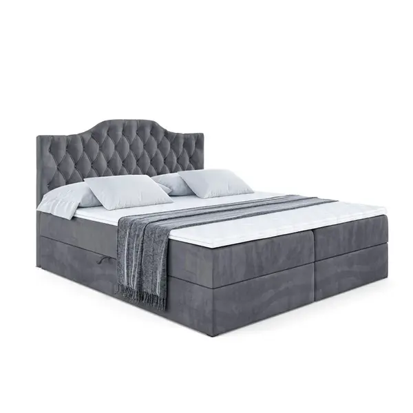 ALTDECOR AMERICKÁ postel s matrací H3 a roštem – VILA-1 – 120 × 200 cm, tmavě šedá