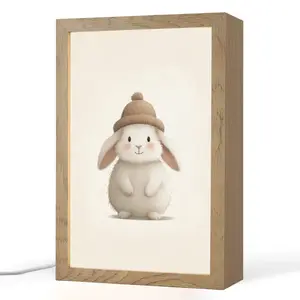 OnlyWow NOČNÍ LAMPIČKA Králík - Klobouk - Uši - béžový 20x30 cm