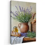 MuchoWow OBRAZ NA PLÁTNĚ Levandule - Chléb - Zátiší 40x60 cm
