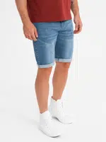 Ombre Men's denim shorts with rolled up leg - blue