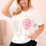 Kesi Włoski Dámská bavlněná halenka Plus Size s kamínky černá + růžová