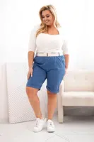 Kesi Włoski Dámské bavlněné šortky Plus Size s páskem denim
