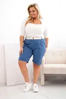 Kesi Włoski Dámské bavlněné šortky Plus Size s páskem denim