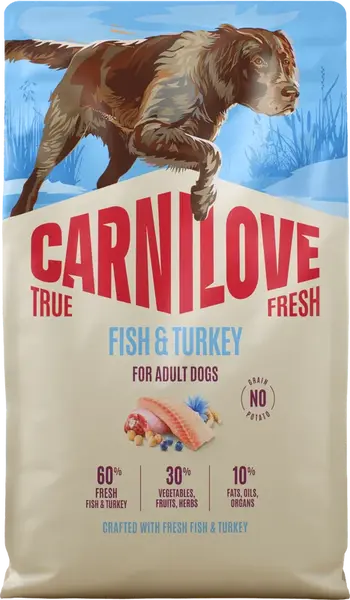 Granule CARNILOVE True Fresh pro dospělé psy ryba a krůta 4 kg