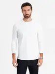 Ombre Men's SLIM FIT longsleeve with elastane and print - white