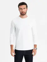 Ombre Men's SLIM FIT longsleeve with elastane and print - white