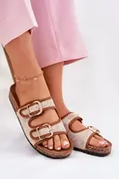 Boto Materiálové dámské pantofle na korkové platformě s přezkami Camel Osoffe