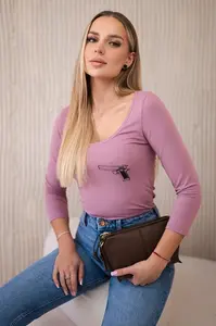 Tělová halenka s potiskem pistolí tmavě růžová