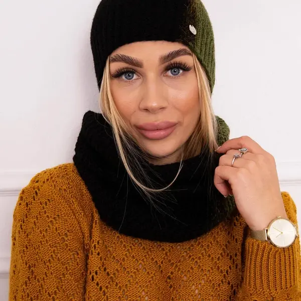 Tříbarevný dámský set P103 černá+khaki