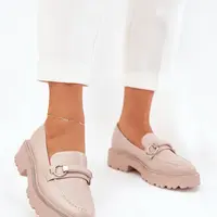 Boto Dámské Mokasíny Ozdobené Zirkony Béžové Patina