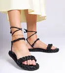 Gemre Black braided women's sandals Tarina