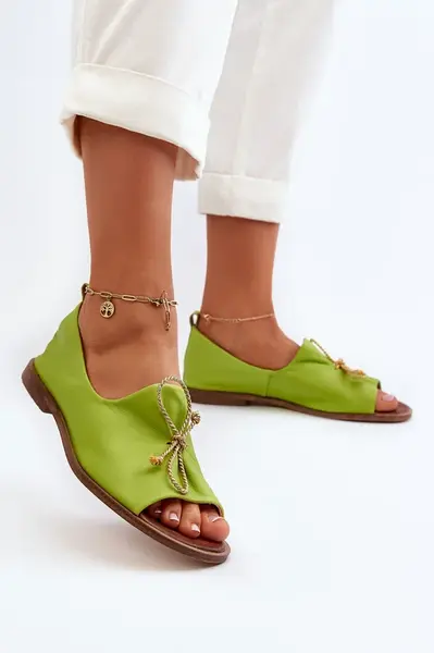 Zazoo 2660 Dámské kožené baleríny limetkové