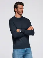 Ombre Men's knitted half turtleneck with viscose - navy blue