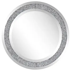 Beliani NÁSTĚNNÉ ZRCADLO stříbrné 70 cm Glitzer-Effekt Erbray