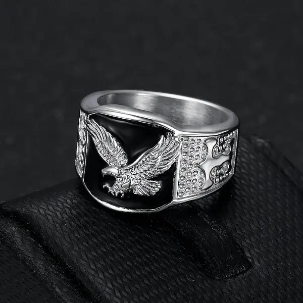 304 Stainless Steel and Enamel Finger Rings for Men