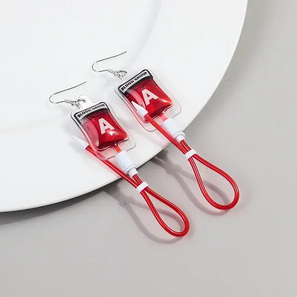 Blood Bag Plastic Dangle Earrings
