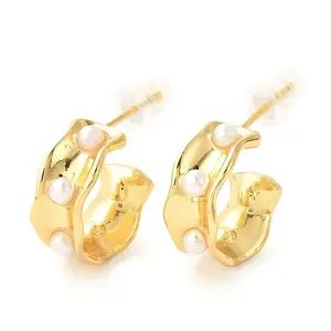 Brass Dangle Stud Earrings