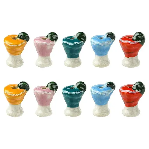 10Pcs 5 Styles Handmade Porcelain Beads