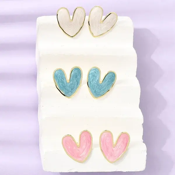 Brass Enamel Stud Earrings