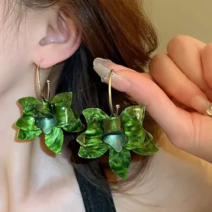 Iron Acrylic Dangle Stud Earrings