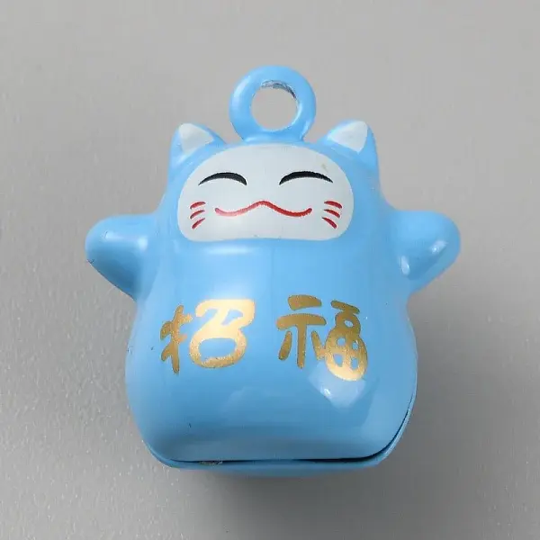 Lucky Cat Shapes Baking Paint Brass Pendants