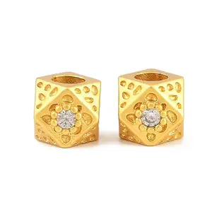 Brass Pave Cubic Zirconia Beads