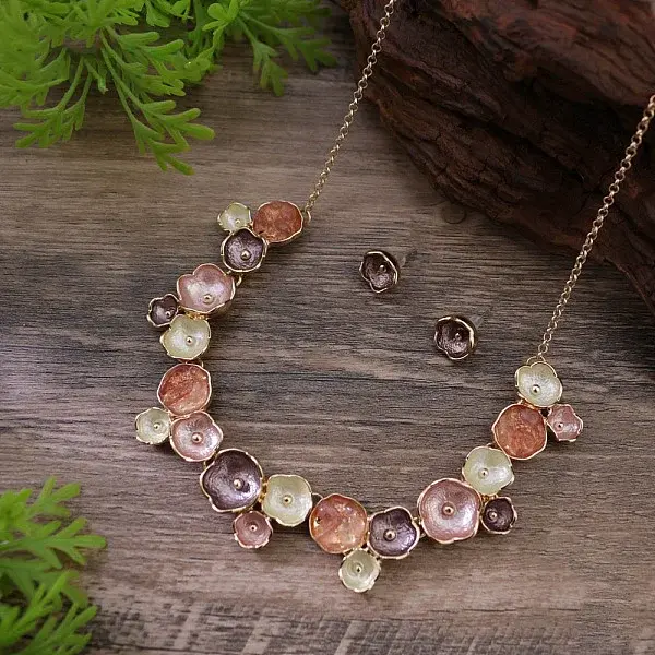 Flower Alloy Enamel Jewelry Set