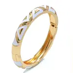 Triangle Pattern Zinc Alloy Enamel Hinged Bangles for Women