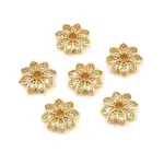 Brass Micro Pave Clear Cubic Zirconia Bead Caps