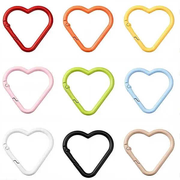 18Pcs 9 Colors Baking Paint Alloy Spring Gate Rings