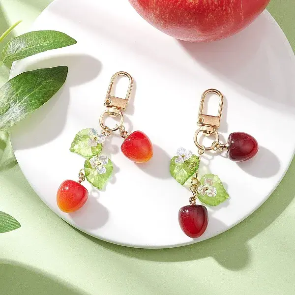 2Pcs Plastic Cherry Pendant Decorations