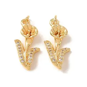 Brass Micro Pave Clear Cubic Zirconia Pendants
