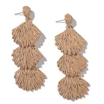 Bohemian Style Raffia Shell Shape Dangle Stud Earrings
