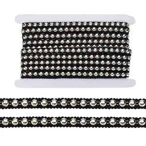 10 Yards Polyester with ABS Plastic Half Round Bead Lace Trim
