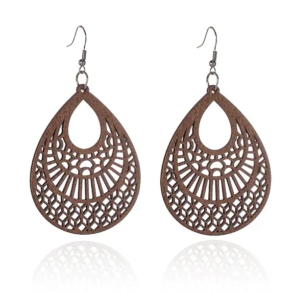 Wood & Iron Dangle Earrings