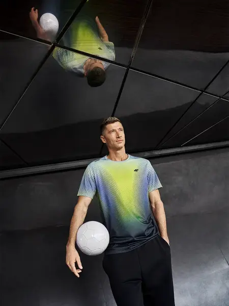Pánské rychleschnoucí tričko s potiskem 4f x robert lewandowski zelená l
