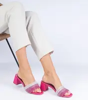Gemre Pink elegant heeled flip-flops with rhinestones Maritto