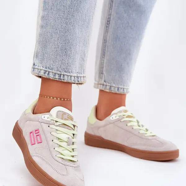 Semišové Sportovní Boty Tenisky Dámské D.Franklin Ztlumená Bílá