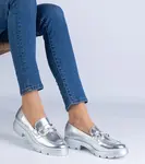 Gemre Silver classic loafers with Amikol embellishment